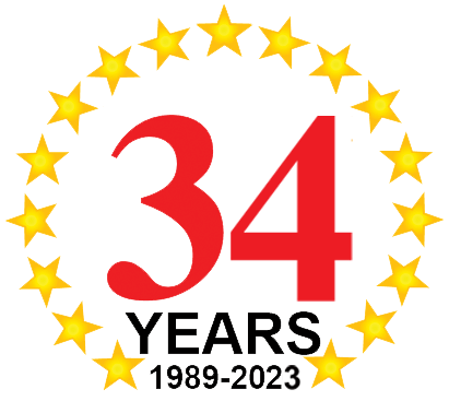 34 years in bus logo